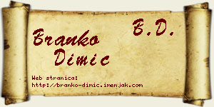 Branko Dimić vizit kartica